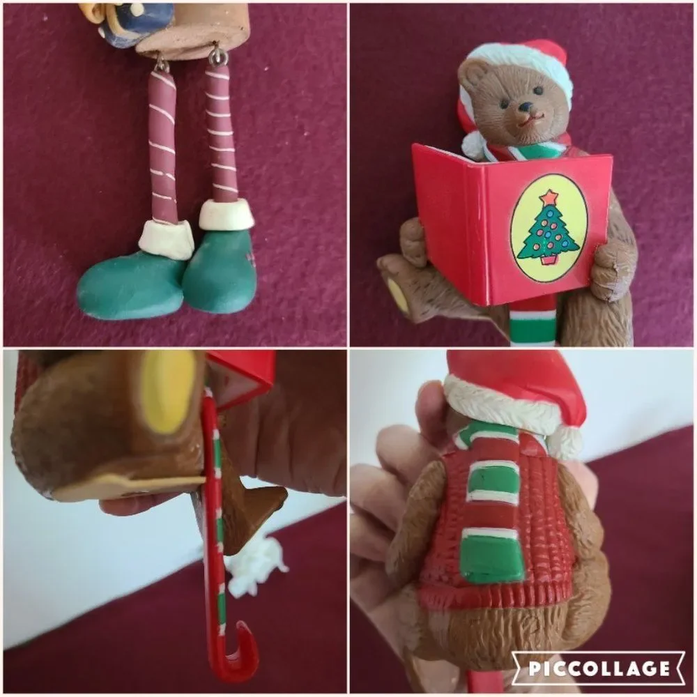 Vintage Christmas Animals Ornaments and Stocking Hanger Bundle Nine Items Lot